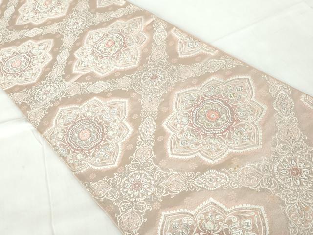 平和屋着物◎六通柄袋帯　唐織　正倉院花菱文　金銀糸　正絹　逸品　DABE0724qa