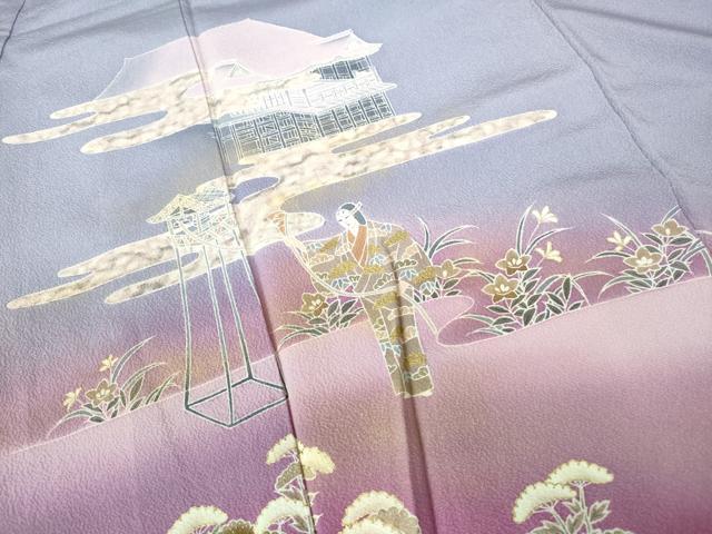 平和屋着物■訪問着　人物文　暈し染め　金彩　正絹　逸品　DABE0730qa
