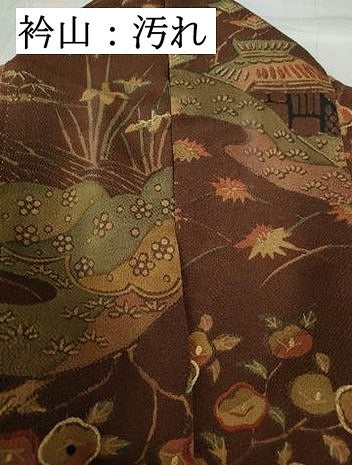 平和屋着物■上質な小紋　風景花文　金彩　鬼しぼ縮緬　反端付き　正絹　逸品　DABE0731qa
