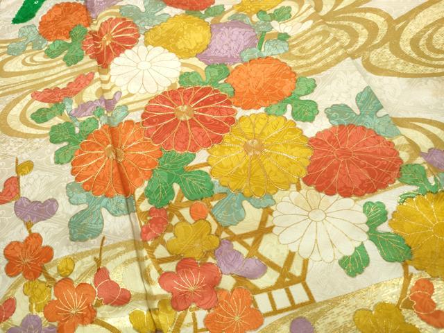 平和屋着物□豪華振袖 駒刺繍 絞り 流水菊尽くし文 金彩 正絹 逸品