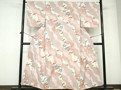 平和屋着物■上質な小紋　道長群鶴文　金彩　正絹　逸品　DABE0734qa