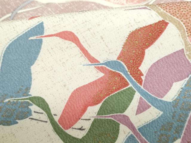 平和屋着物■上質な小紋　道長群鶴文　金彩　正絹　逸品　DABE0734qa