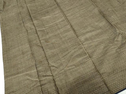 平和屋着物■男性　本場大島紬　アンサンブル　長羽織　格子文　枯茶色　正絹　逸品　DABE0735qa