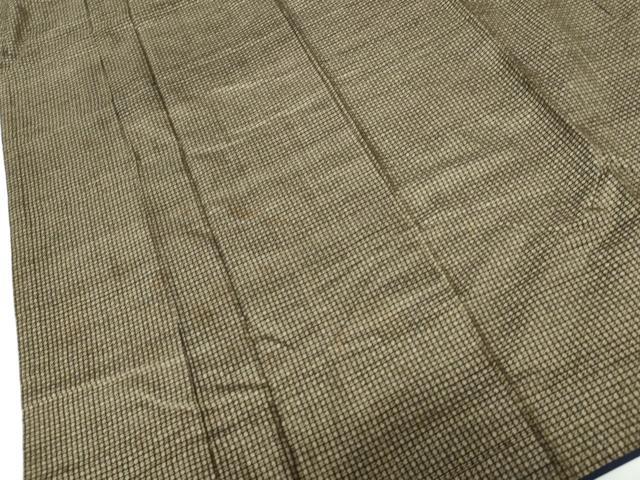 平和屋着物■男性　本場大島紬　アンサンブル　長羽織　格子文　枯茶色　正絹　逸品　DABE0735qa