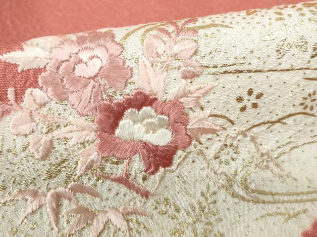 平和屋着物■訪問着 刺繍 重ね色紙流水花文 金彩 正絹 逸品 DABE0743qa