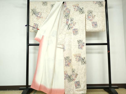 平和屋着物■上質な小紋　重ね色紙枝花文　金彩　正絹　逸品　DABE0750qa