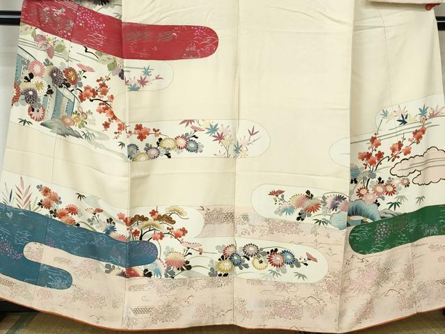 平和屋着物■豪華振袖 駒刺繍 エ霞花文 金銀彩 正絹 逸品 DABE0753qa