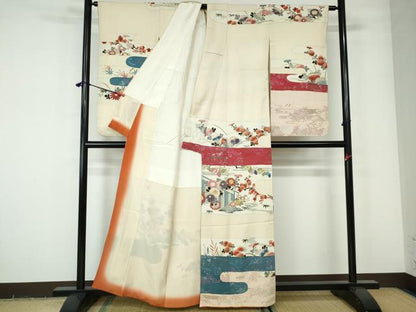 平和屋着物■豪華振袖 駒刺繍 エ霞花文 金銀彩 正絹 逸品 DABE0753qa