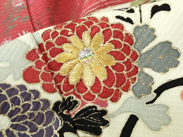平和屋着物■豪華振袖 駒刺繍 エ霞花文 金銀彩 正絹 逸品 DABE0753qa