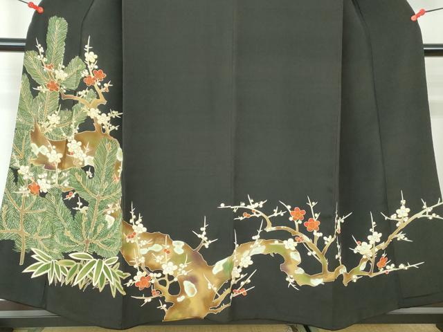 平和屋着物■豪華黒留袖 松竹梅 金彩 正絹 逸品 DABE0758qa