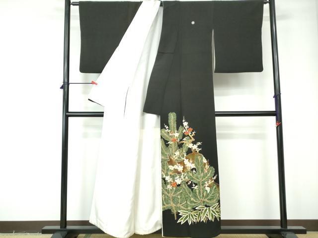 平和屋着物■豪華黒留袖 松竹梅 金彩 正絹 逸品 DABE0758qa
