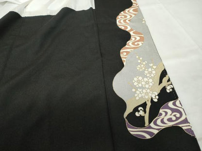 平和屋着物■豪華黒留袖　駒刺繍　流水花車文　金彩　正絹　逸品　DABE0765qa