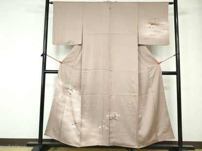平和屋着物■訪問着　地紙花鳥文　暈し染め　銀彩　正絹　逸品　DABE0768qa