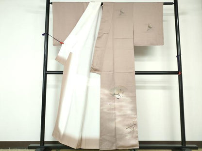 平和屋着物■訪問着　地紙花鳥文　暈し染め　銀彩　正絹　逸品　DABE0768qa