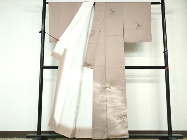 平和屋着物■訪問着　地紙花鳥文　暈し染め　銀彩　正絹　逸品　DABE0768qa