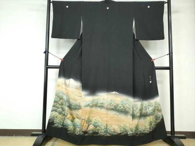平和屋着物□豪華黒留袖 作家物 風景樹林文 暈し染め 金銀