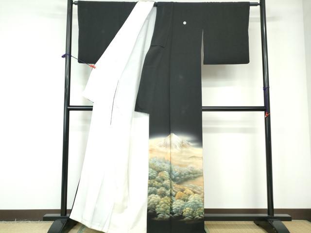平和屋着物■豪華黒留袖　作家物　風景樹林文　暈し染め　金銀彩　正絹　逸品　DABE0769qa