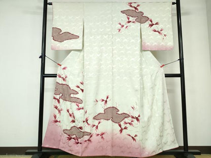 平和屋着物■訪問着　折り鶴文　暈し染め　金彩　正絹　逸品　DABE0771qa