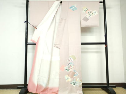 平和屋着物■訪問着　重ね破れ色紙花文　金銀彩　正絹　逸品　DABE0774qa