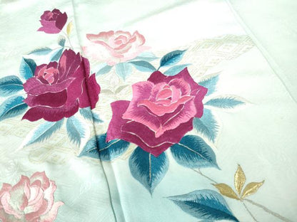 平和屋着物■訪問着　刺繍　薔薇尽くし　暈し染め　金銀糸　正絹　逸品　DABE0775qa