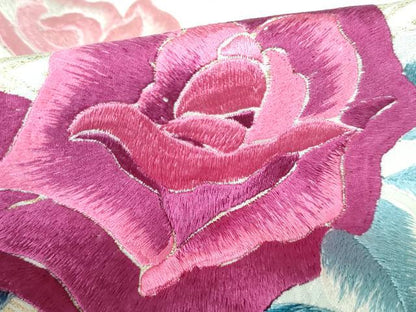 平和屋着物■訪問着　刺繍　薔薇尽くし　暈し染め　金銀糸　正絹　逸品　DABE0775qa