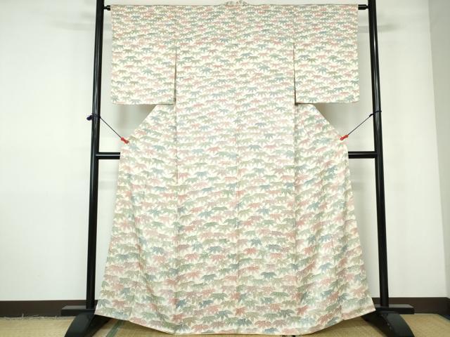 平和屋着物■訪問着　笹葉文　正絹　逸品　DABE0778qa