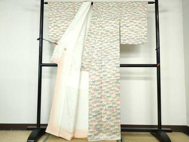 平和屋着物■訪問着　笹葉文　正絹　逸品　DABE0778qa
