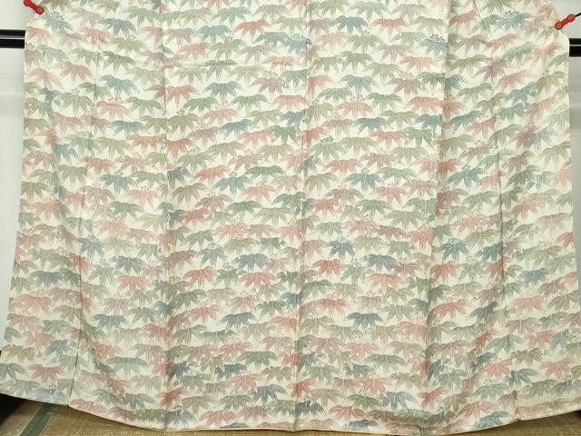 平和屋着物■訪問着　笹葉文　正絹　逸品　DABE0778qa