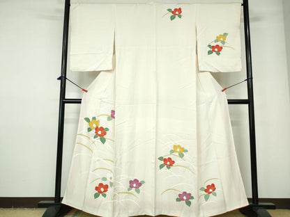 平和屋着物■訪問着　駒刺繍　椿文　金彩　正絹　逸品　DABE0780qa