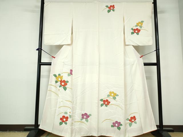 平和屋着物■訪問着　駒刺繍　椿文　金彩　正絹　逸品　DABE0780qa