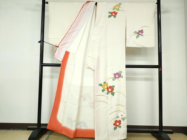 平和屋着物■訪問着　駒刺繍　椿文　金彩　正絹　逸品　DABE0780qa