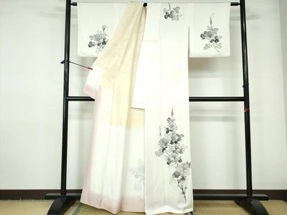 平和屋着物■訪問着　手描き　枝花文　金彩　正絹　逸品　DABE0782qa