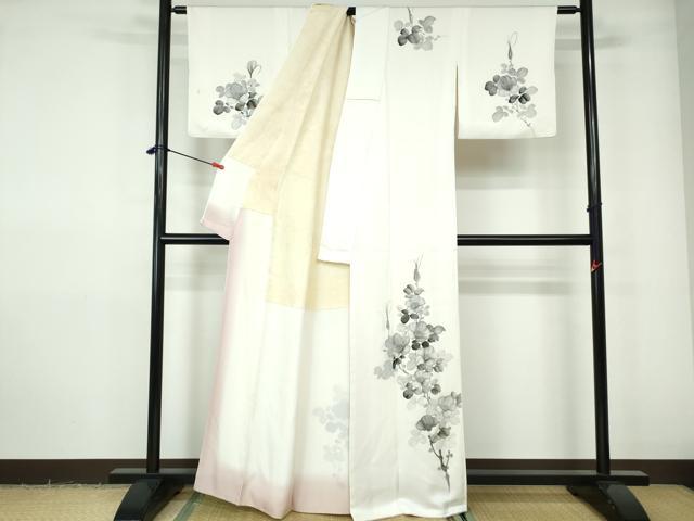 平和屋着物■訪問着　手描き　枝花文　金彩　正絹　逸品　DABE0782qa