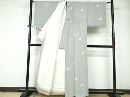 平和屋着物■上質な小紋　扇面文　正絹　逸品　DABE0785qa