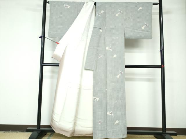 平和屋着物■上質な小紋　扇面文　正絹　逸品　DABE0785qa