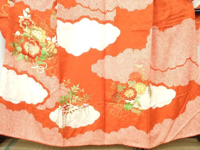 平和屋着物■豪華振袖　駒刺繍　絞り　雲取り枝花文　金銀糸　正絹　逸品　DABE0786qa