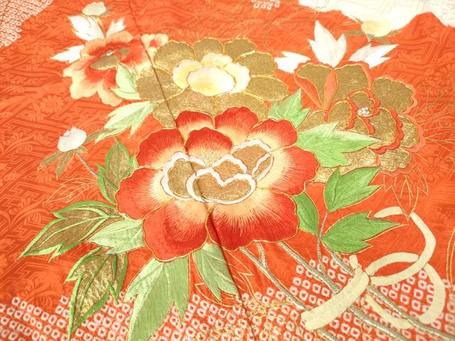 平和屋着物■豪華振袖　駒刺繍　絞り　雲取り枝花文　金銀糸　正絹　逸品　DABE0786qa