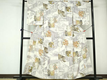 平和屋着物■上質な小紋　几帳文　金彩　正絹　逸品　DABE0787qa
