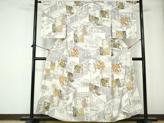平和屋着物■上質な小紋　几帳文　金彩　正絹　逸品　DABE0787qa