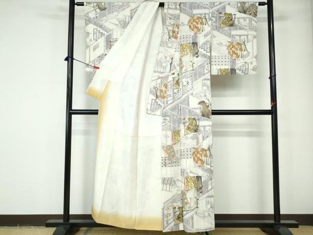 平和屋着物■上質な小紋　几帳文　金彩　正絹　逸品　DABE0787qa