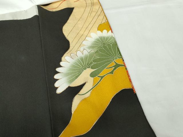 平和屋着物■豪華黒留袖　花松文　金彩　正絹　逸品　DABE0797qa