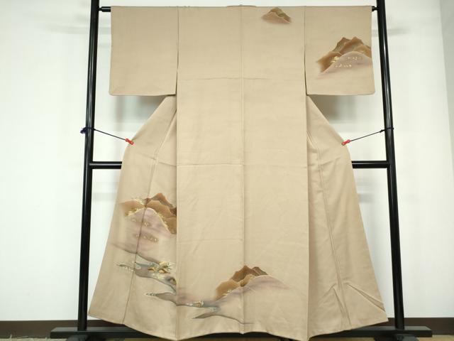 平和屋着物■訪問着 刺繍 流水重ね山文 暈し染め 金銀彩 正絹 逸品 DABE0798qa