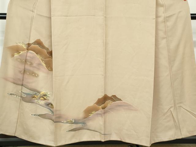 平和屋着物■訪問着 刺繍 流水重ね山文 暈し染め 金銀彩 正絹 逸品 DABE0798qa