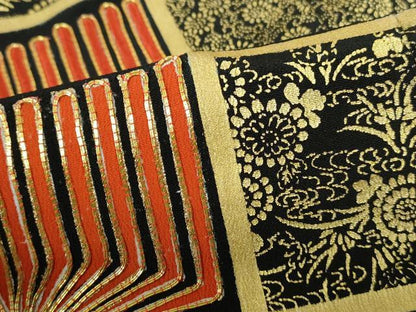 平和屋着物■豪華黒留袖　駒刺繍　格子笹花文　金彩　正絹　逸品　DABE0799qa