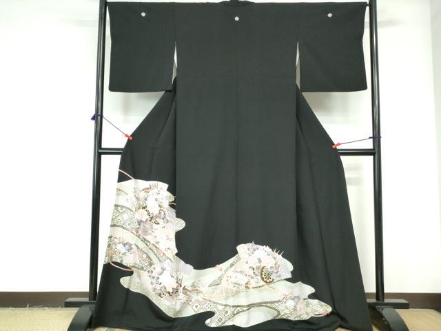 平和屋着物■豪華黒留袖　花鳥文　金銀彩　正絹　逸品　DABE0802qa