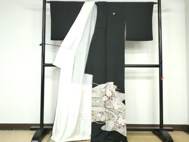 平和屋着物■豪華黒留袖　花鳥文　金銀彩　正絹　逸品　DABE0802qa