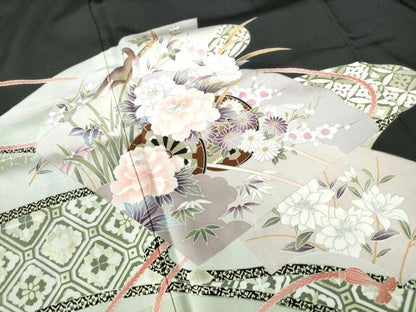 平和屋着物■豪華黒留袖　花鳥文　金銀彩　正絹　逸品　DABE0802qa