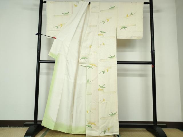 平和屋着物■上質な小紋 エ霞飛鶴文 暈し染め 正絹 逸品 DABE0806qa