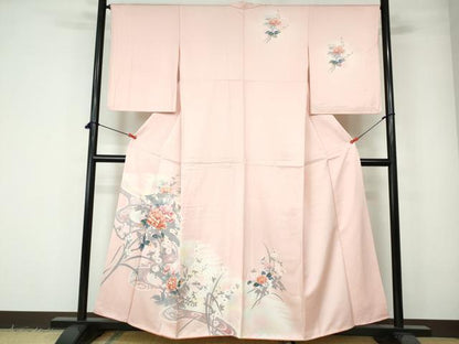 平和屋着物■訪問着 流水草花文 暈し染め 正絹 逸品 DABE0810qa