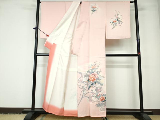 平和屋着物■訪問着 流水草花文 暈し染め 正絹 逸品 DABE0810qa